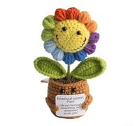 Handmade Crochet Sunflower Plush Doll - For Emotional Support Toy & Stress Relief Plush for Therapy, Mental Health Decor and Self-Care, Soft Therapeutic Plush with Stand(Colored Sunflowers)