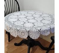 Handmade Crochet Tablecloth Beautiful White Cotton Round Table Cover 170cm Perfect for Dinner Parties Elegant Home Decor Unique Gift Idea