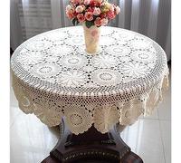 Handmade Crochet Tablecloth Round Cotton Table Cover 180 cm Elegant Dining Decor Boho Style Perfect for Weddings Parties and Home Use