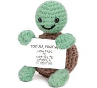 Handmade Crochet Turtle with Positive Emotional Support Quotes, Italian Cards, Birthday Gifts for Women Men Mother Students Teacher Thank You (Spanish)