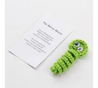 Handmade Crochet Worry Worm, Stress Relief Emotionals Support Worry Worms with Card, Creative Cute Crochet Worry Worm, Mental Health Encouragement Positive Gift for Best Friends Family (Green)