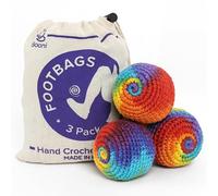 Handmade Crocheted Footbag- Pack of 3 - Durable Woven Cotton Kick Ball for Style Games, Juggling, Tricks & Outdoor Games - Made in Nepal