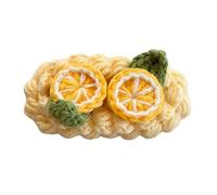 Handmade crocheted hair clips, featuring various cartoon animal and fruit patterns, children's hair clips, sweet and cute hair accessories, eco-friendly cotton thread gift set (lemon) (two pieces).