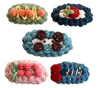 Handmade crocheted hair clips, various cartoon animal and fruit patterns, children's and baby girls' hair clips, sweet and cute hair accessories, eco-friendly cotton thread gift set. (Pack of 5（1）)