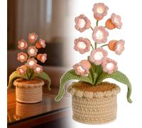 Handmade Crocheted Lily of The Valley LED Lantern, Lily of The Valley Lamps, Crochet Artificial Flowers with Night Lights, Cordless Table Lamp, Gifts for Birthday Christmas Valentine Mother's Day