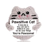 Handmade Crocheted Positive Energy Cat Decor - Artful Stuffed Ornament for Home/Shelf Decor & Gift