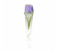 Handmade Crocheted Tulip Bouquet, 30 cm Artificial Floral Decoration for Home, Office, or Events - for Sustainable Plastic & Metal Craft(Purple)