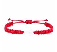 Handmade Cross Braided Protection Bracelet Stainless Steel Charm Red Black String Nylon Rope Lucky Adjustable Strand Bracelets for Women Men Unisex Christian Festival Party Religious Jewelry Gifts, M