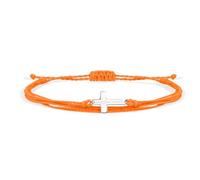 Handmade Cross Colorful Adjustable Braided String Bracelet Friendship Couple Tiny Sideways Cross Rope Bangle Lucky Protection Jewerly for Women Men Teens, metal, cotton