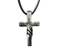 Handmade Cross Necklace for Men, Retro Leather Cord Necklaces, Christian Necklace Jewelry, Steel Classic Twisted Inverted Cross Pendant Necklace (1Pcs)