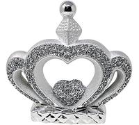 Handmade Crushed Diamond Ornament, Silver Heart Sparkle, Crystallized Crown Sign, 20cm