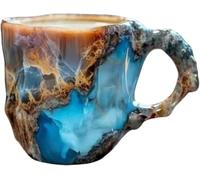 Handmade Crystal Coffee Mugs with a Handle, Featuring a Unique Design of Mineral Rock, Perfect for Use at Home or in The Office(Style A) (k)