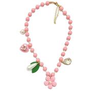 Handmade Crystal Flower Love Charm Chain Lightweight Dainty Jewelry Floral Bead Necklace Accessory For Daily Wear Girly Sweet Heart Jewelry