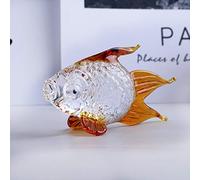 Handmade Crystal Goldfish Statue Model Miniature Animal Crystal Glass Crystal Jewelry (Amber)