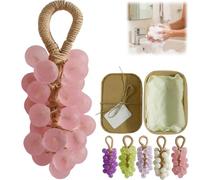 Handmade Crystal Grape Soap on a Rope, Decorative Bar Soap for Bath and Hand Washing, Gentle Cleansing with Refreshing Scent, Unisex Gift for Christmas Thanksgiving (1, Pink)