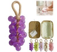 Handmade Crystal Grape Soap on a Rope, Decorative Bar Soap for Bath and Hand Washing, Gentle Cleansing with Refreshing Scent, Unisex Gift for Christmas Thanksgiving (1, Dark Purple)