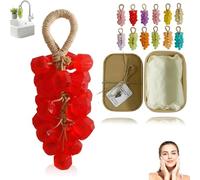Handmade Crystal Grape Soap On A Rope, Grape Shaped Soap, Facial Cleansing Bathing Hand Washing Indoor Decorations Indoor Decorations(Rose)