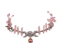 Handmade Crystal Headband Girl Witch Headwear Crystal Moon Charm for Masquerades Halloween Witch Party