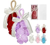Handmade Crystal Rose Scented Soap Bouquet, Exquisite Crystal Rose Soap on a Rope for Washing Hands, Fresh Air, Bathroom Home Decor and Holiday Choice (Red+Purple)