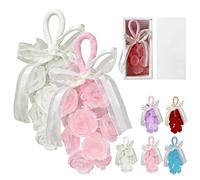 Handmade Crystal Rose Scented Soap Bouquet, Exquisite Crystal Rose Soap on a Rope for Washing Hands, Fresh Air, Bathroom Home Decor and Holiday Choice (White+Pink)