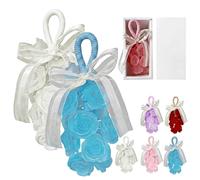 Handmade Crystal Rose Scented Soap Bouquet, Exquisite Crystal Rose Soap on a Rope for Washing Hands, Fresh Air, Bathroom Home Decor and Holiday Choice (White+Blue)