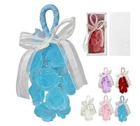 Handmade Crystal Rose Scented Soap Bouquet, Exquisite Crystal Rose Soap on a Rope for Washing Hands, Fresh Air, Bathroom Home Decor and Holiday Choice (Blue)