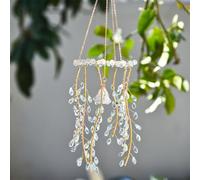 Handmade Crystal Suncatcher with Simulated Crystal, Willow Branch Rainbow Maker Window Hanging, Prism Ball Light Catcher Ornament for Home Garden Porch Decor, Unique Gift (White)