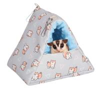 Handmade Cuddle Sack Sleeping Bag Triangle Pouch for Hedgehog Hamster Rat Sugar Glider Small Animal Hanging Cage Cave Bed Warm Hanging Hammock Bed (Grey)