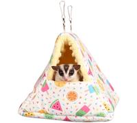 Handmade Cuddle Sack Sleeping Bag Triangle Pouch for Hedgehog Hamster Rat Sugar Glider Small Animal Hanging Cage Cave Bed Warm Hanging Hammock Bed (White)