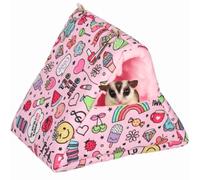 Handmade Cuddle Sack Sleeping Bag Triangle Pouch for Hedgehog Hamster Rat Sugar Glider Small Animal Hanging Cage Cave Bed Warm Hanging Hammock Bed (Pink)