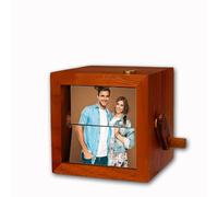 Handmade Custom Flip Book Photo Frame Wooden Lighted Hand Crank Animation Album Personalized Memory Gift for Family Couple