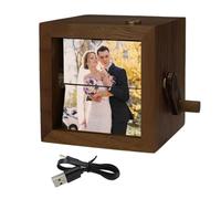 Handmade Custom Flipbook Frame with Light Wooden Hand Cranked Animation Photo Box Unique Keepsake Gift for Couple Family or Best Friend on Special Day