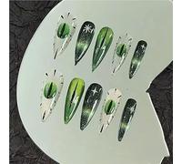 Handmade Custom Wearing Armor Devil's Eye Green Cat's Eye Hand-painted Flash European and American Style Spice Girl Pointed Head(XS)
