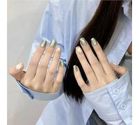 Handmade cyan summer press-on nails with tools girls false nails Korean style artificial short reusable women's false nails set(S)