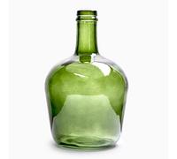 Handmade Damajuana Glass Carafe 4L Smooth - Mediterranean Style Glass Bottle or Carafe for Home Decoration as Vase (Olive Green)