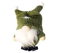 Handmade Decoration Gif Christmas Faceless Ornament Cute Thanksgiving Plush Standing Doll Wool Tree Gnome Household Room Hanging Pendant Party Doll Crystal Garland for Mantle (Green, One Size)