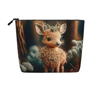 Handmade Deer Makeup Bag, Large Capacity Travel for Women, Waterproof Single-Ply Imitation Hemp Portable Zipper Cosmetic Bag, Travel Essentials Toiletry BagCosmetic Organizer Pouch
