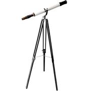 Handmade Designer Moon Vintage Black Antique Telescope Unique White Leather Single Barrel Retro Black Wooden Tripod High Magnification Gift for Collectibles