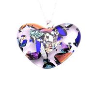 Handmade Dichroic Glass Heart Pendant, Heart Pendant Necklace, Handmade Dichroic Glass Necklace (CGP46)