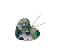 Handmade Dichroic Glass Heart Pendant, Millefiori Murrine Flower Pendant, Heart Necklace, Flower Necklace (CGP45)