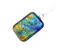 Handmade Dichroic Glass Pendant, Multi Coloured Rainbow Pendant, Handmade Dichroic Glass Necklace, 2.5cm x 2cm