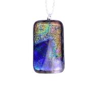 Handmade Dichroic Glass Pendant, Multi Coloured Rainbow Pendant, Handmade Dichroic Glass Necklace, 3cm x 2cm