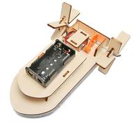 Handmade DIY Wooden Solar Helicopter Kit -Science Hands-On Learning High-Efficiency Solar Panel Lightweight Design, Suitable For Outdoor Fun Educational Toys (Paddle Boat)