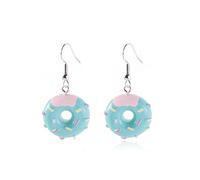 Handmade Donut Dangle Earrings for Women Funny Colorful 3D Cartoon Simulated Acrylic Pink Black Sweet Dessert Snack Food Drop Hook Earrings for Birthday Party Christmas Jewelry Gifts, Acrylic, No