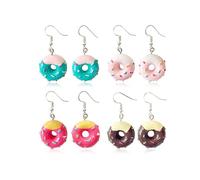 Handmade Donut Doughnut Dangle Drop Earrings Funny Delicate 3D Cartoon Pink Simulated Dessert Resin Sweet Snack Food Earrings for Women Birthday Christmas Party Trendy Jewelry Gifts, Medium, Acrylic