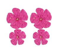 Handmade Double Flower Earrings for Women Lightweight Trendy Tropical Flower Floral Straw Wrap Rattan Earrings Summer Hawaii Vacation Boho Wedding Jewelry, S, Rattan, No Gemstone
