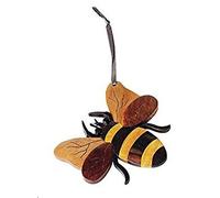 Handmade Double Side Intarsia Wood Bee Ornament - Gift Boxed