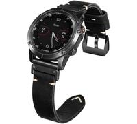 Handmade Double Sided Leather Band Compatible With Garmin Watch Band 22mm，Quickfit Retro Design Genuine Leather Band For Garmin Fenix 8 Fenix E 47mm/ 7/6 Pro/5 Plus/MARQ/Forerunner 935(Black/Black)
