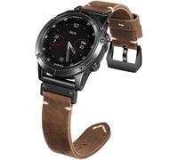 Handmade Double Sided Leather Band Compatible With Garmin Watch Band 26mm，Quickfit Retro Design Genuine Leather Band For GarminFenix 8 51mm/7X/6X Pro/5X Plus/Instinct 3 Solar 50mm/Enduro(Brown/Black)