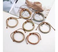 Handmade Dozen Set Eyes Stone Beads Braided Knot Rope Beads Bracelet -style004-7pcs mixed